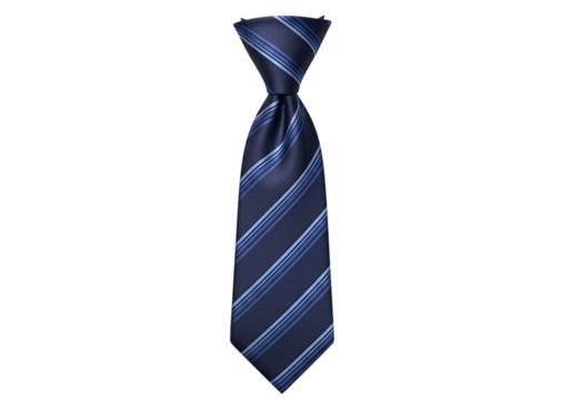 Elegant blue striped necktie on a black background for formal wear