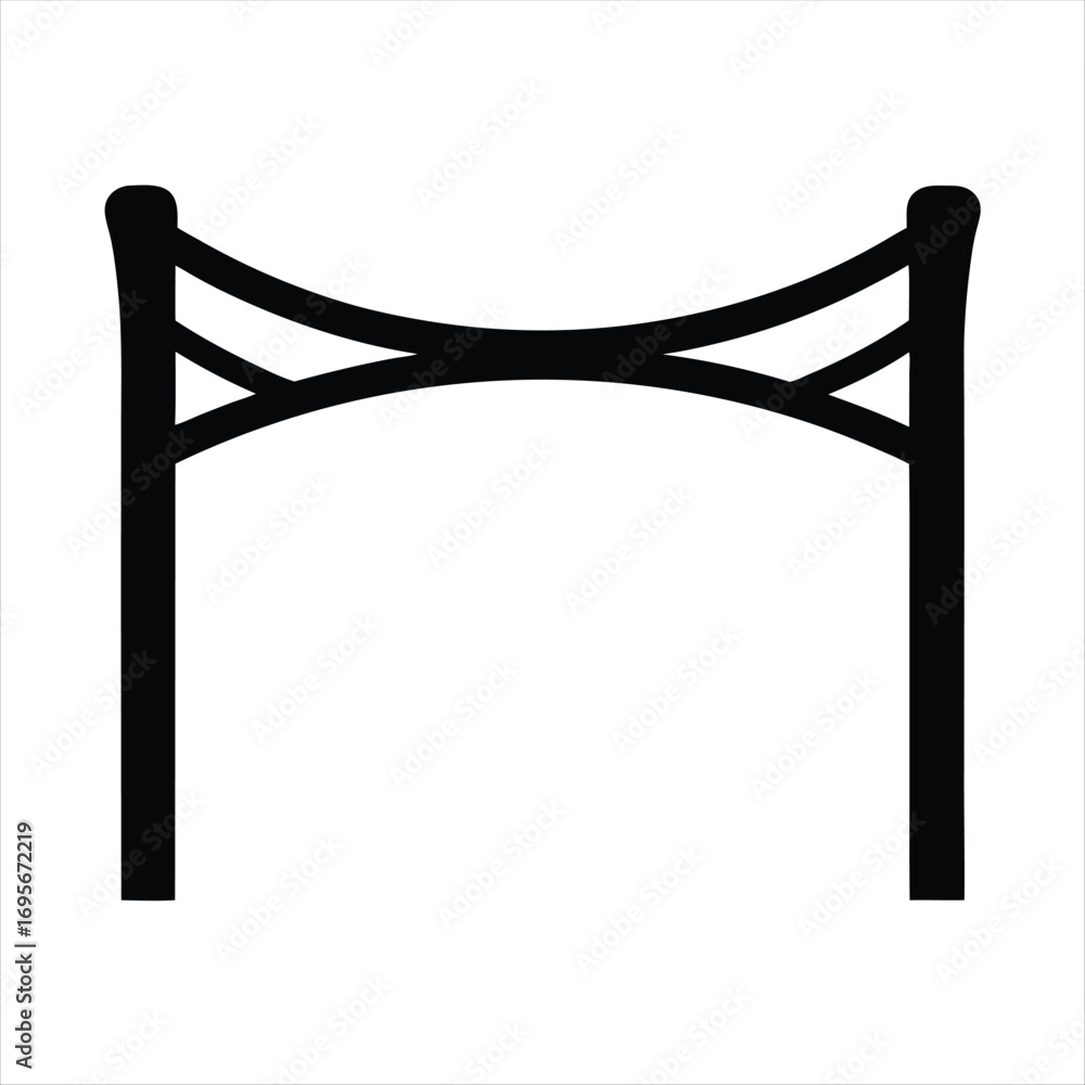 Poster simple black and white architectural gate structure on plain background