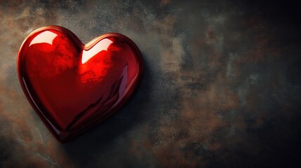 Fototapeta premium affection. A glowing red heart shape floats against a dark textured background with warm edges and soft lighting. wellbeing guides.