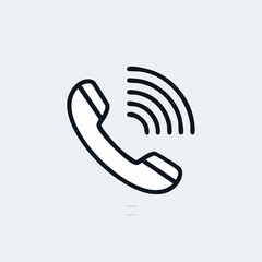 Phone Icon with Ringing Signals A Simple Black and White Illustration