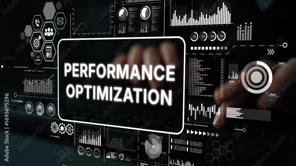 Poster performance optimization concept with data analytics and statistical graphs for business improvement