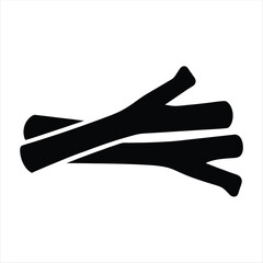 Obraz premium Stylized image of three stacked black wooden branches on a white background