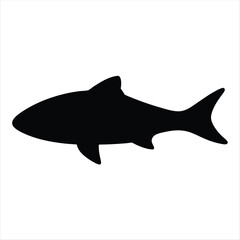 Obraz premium Simple monochrome silhouette illustration of a fish on a white background