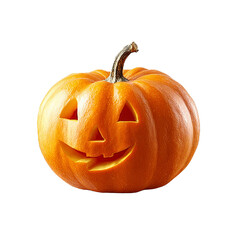 Obraz premium A single carved pumpkin with a spooky face, typical for Halloween, showcasing autumn harvest and festive spirit.