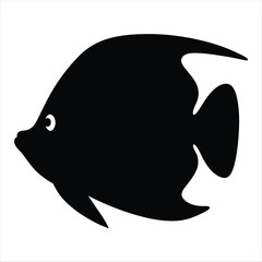 Obraz premium Black silhouette of an exotic fish swimming in a simple design