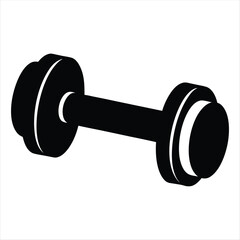 Simple Black Dumbbell Illustration Isolated on White Background, Workout Equipment
