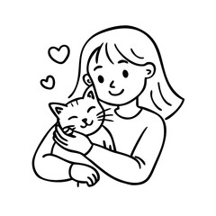 girl and cat