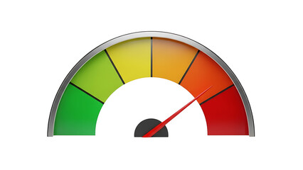 Speedometer gauge performance indicator dashboard meter level dial measure risk indicator performance 100 on transparent background