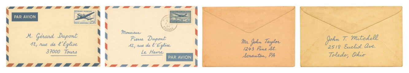 PNG Vintage airmail envelopes collection, element set on transparent background