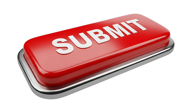 Red submit button graphic for website form submission and user interface design elements and call to action button on transparent background - Powered by Adobe