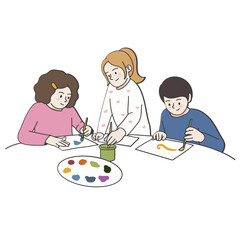 Kids drawing in art class