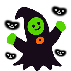 Halloween kindergarten icon featuring a friendly monster cartoon in playful style. Great for kids party invitations, school decorations, fun posters, and cheerful Halloween celebration themes.