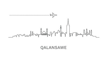 Naklejka premium Qalansawe skyline Airplane travel vector.
