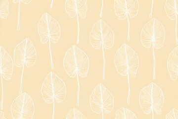 Seamless background with gold Elephant Ear Alocasia pattern