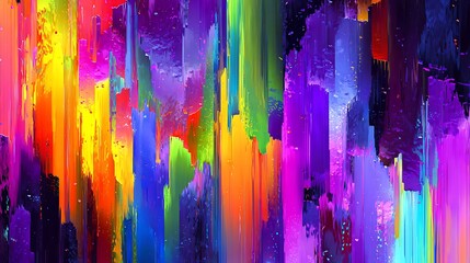 Dynamic abstract glitch art design with vibrant neon streaks