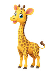 Fototapeta premium Adorable cartoon giraffe with big eyes and a friendly smile.