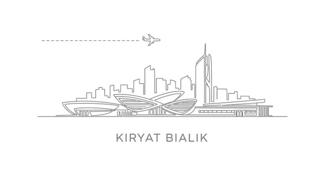 Kiryat Bialik Skyline with Minimalist Style.