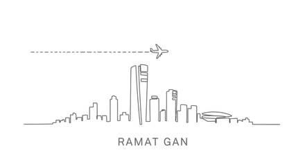 Fototapeta premium Ramat Gan Skyline Minimalist Line Art.
