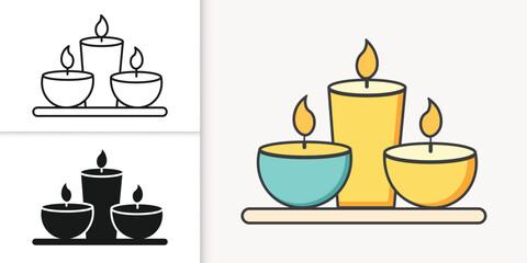 Relaxing spa candles trio with warm flames gentle ambiance for serenity and calm