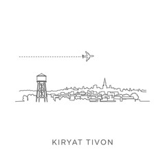 Obraz premium Kiryat Tivon Israel Skyline with Airplane.