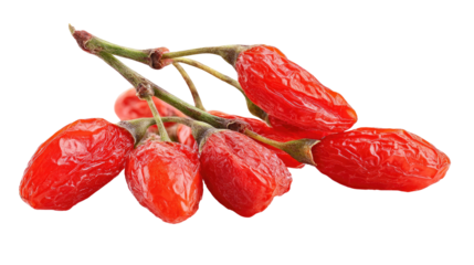 Group of goji berries or wolfberries on transparent background