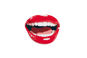 Fototapeta premium Vibrant red lips in an open mouth smile.