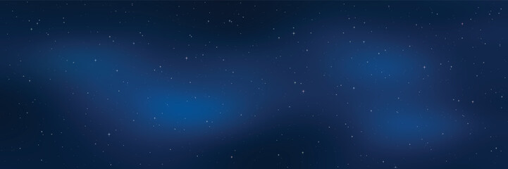 Starry night sky, space and galaxy, vector design, panoramic view