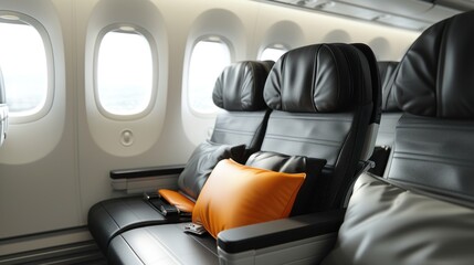 Modern and Luxurious Airplane Economy Class Cabin
