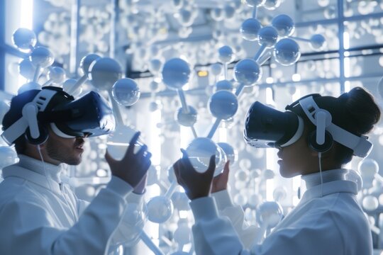 Scientist Using Virtual Reality in Advanced Laboratory