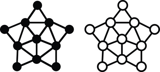 Molecule network connection flat, outline icon set. Vector of blockchain, neural network, data structure, artificial intelligence, science, chemistry, communication, web, internet, digital technology.
