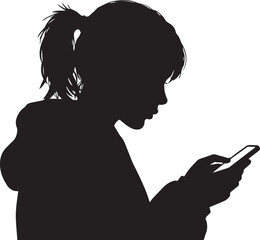 Silhouette of Girl Using Smartphone Keywords: girl, silhouette, smartphone, phone, mobile
