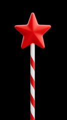 Festive red and white candy cane with star, a symbol of holiday cheer sweet treats.