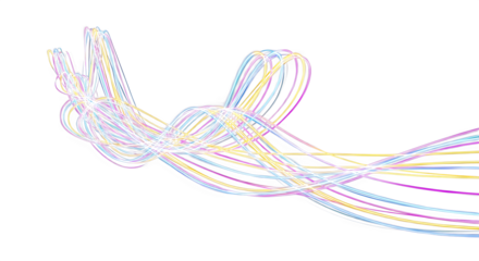 Abstract flowing lines with colorful dots isolated on transparent background, creating a dynamic and artistic design with movement and energy