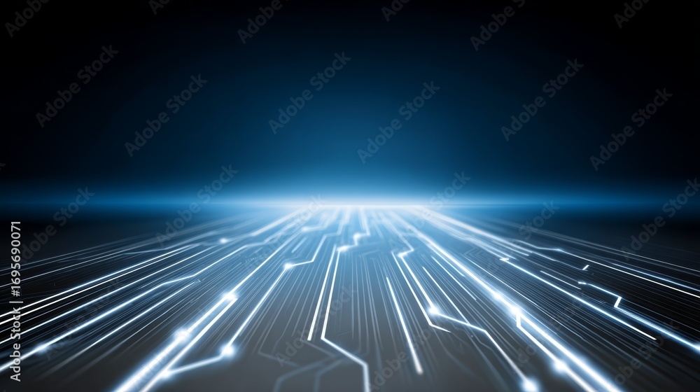 Aufkleber abstract technology background with glowing lines and dots, futuristic, digital, dynamic design for 