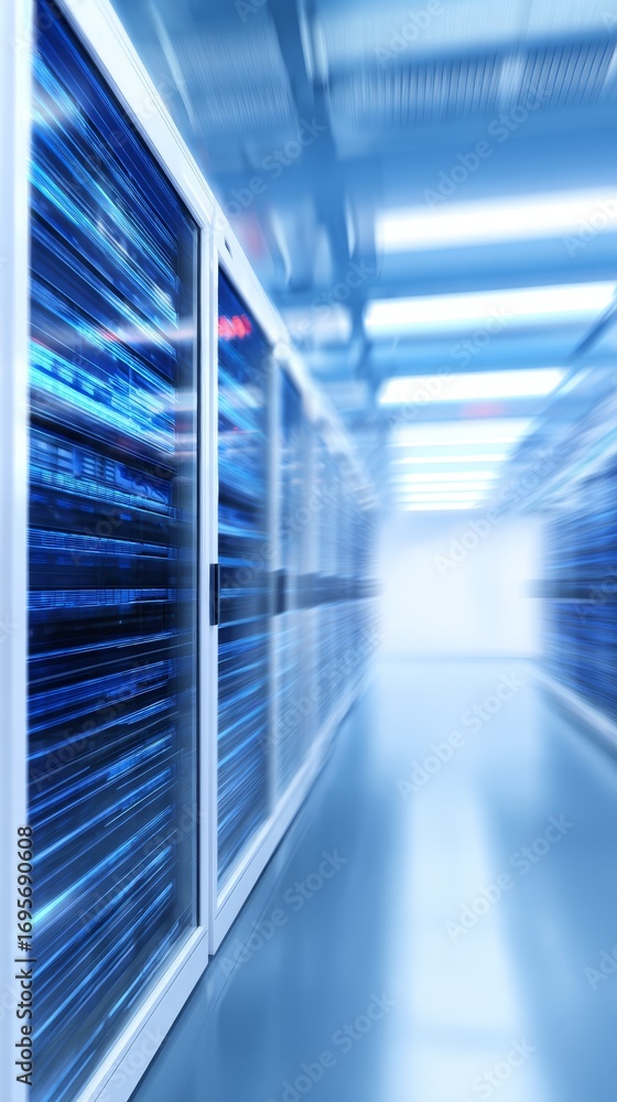 Aufkleber exploring the server room, a journey through digital corridors of data and technology.