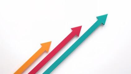 Brightly colored arrows pointing upward symbolizing growth success and positive trends