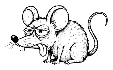vector tired grumpy rat cartoon character illustration