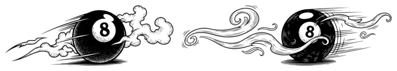 vector flaming eight ball pool icon set © Aisha Kudorova