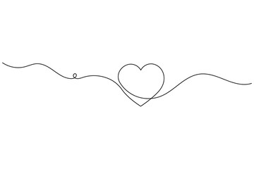 Heart shape one line art illustration minimal romantic love shape isolate outline vector