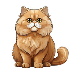 Charming cartoon illustration of Persian cat, featuring soft shading and full body view from side angle. This adorable feline exudes playful and friendly expression, making it delightful addition