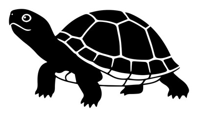 black and white turtle walking side view illustration