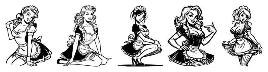 pin-up maid waitress character collection
