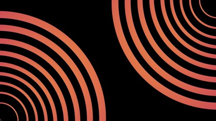 A sleek abstract design featuring arcs in orange-to-pink gradients on black, forming balanced semicircles that create harmony, contrast, and a sense of modern minimalism.
