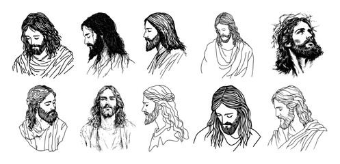 vector collection of jesus christ portrait sketches