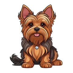 Cute Yorkshire Terrier dog illustration with soft shading, showcasing its full body and playful expression. This cartoon style image captures charm and personality of breed beautifully
