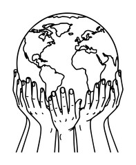 hands holding earth globe save the planet vector illustration