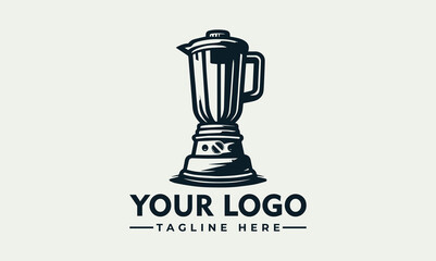 A detailed illustration of a vintage blender, presented as a logo design, with text.