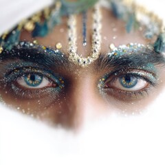 Artistic expressions in close-up portrait photography from india's colorful cultural festival