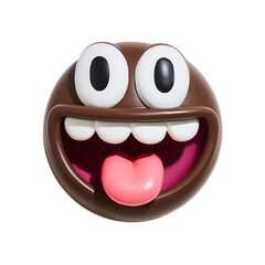 Naklejka premium 3D rendered funny chocolate face with big eyes and tongue out.