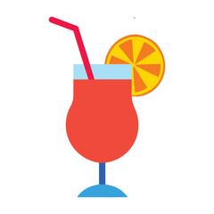 a drink with a straw and orange slice